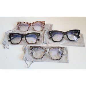 Reading Glasses +1.75 Tortoise & Black Frames With Pouches Set Of 4 Readers